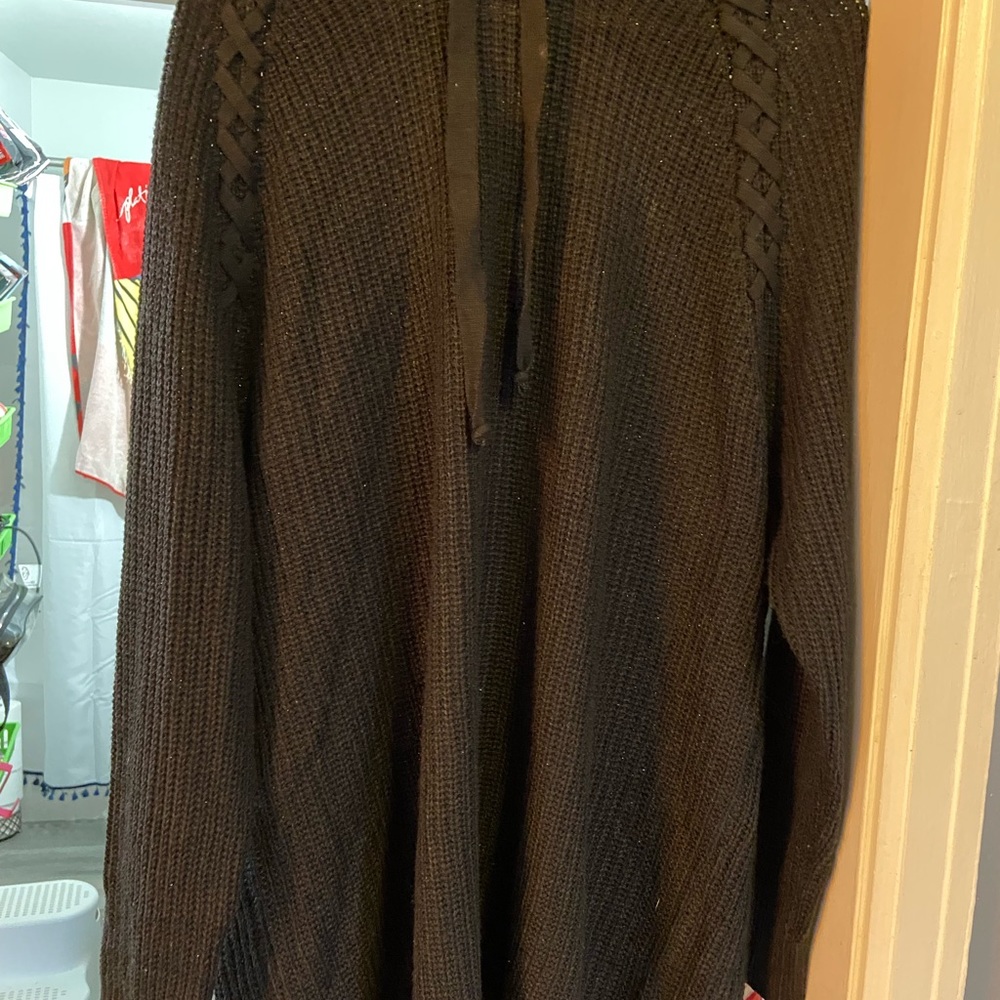 Plus size cozy sweater with hood